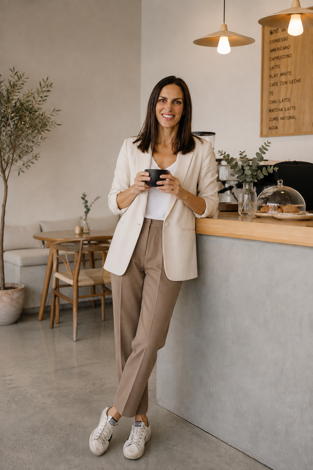 Luisa Martín Sáenz con una taza de café en las manos
