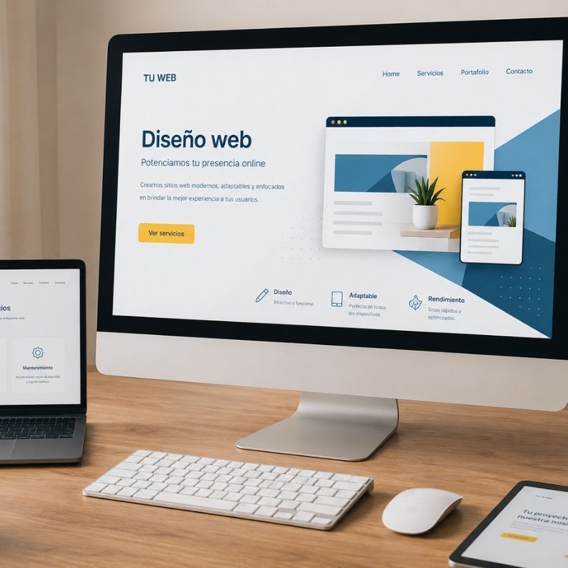 Pantalla de ordenador con el diseño de una página web abierto
